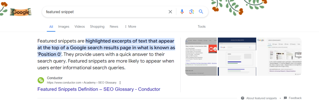 example of a serp featured snippet on google search page