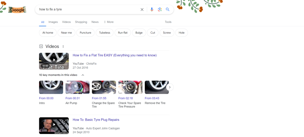 example serp video feature on google for seo